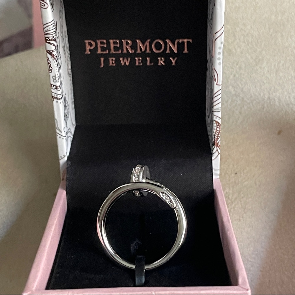 Peermont Rhodium Plated CZ crystal Nail Ring, NWOT. Size 9 - Picture 8 of 16